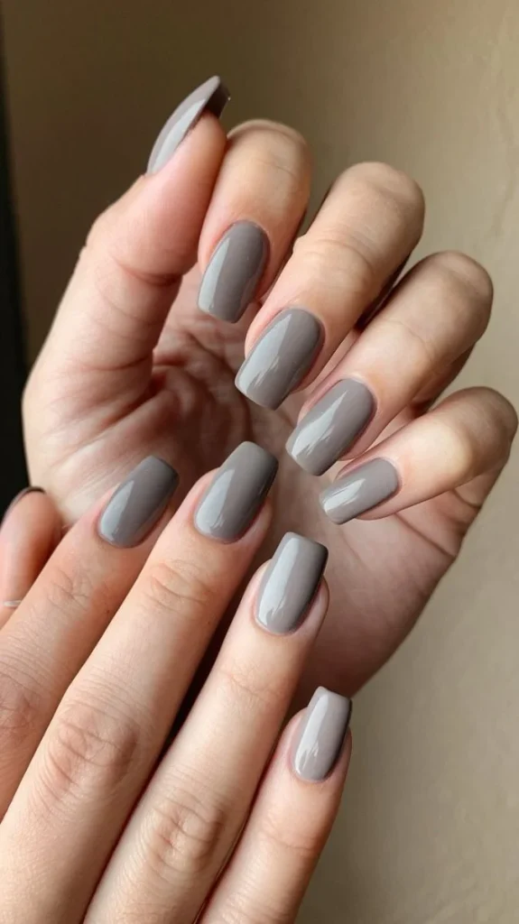 Soft Gray Fall Nails