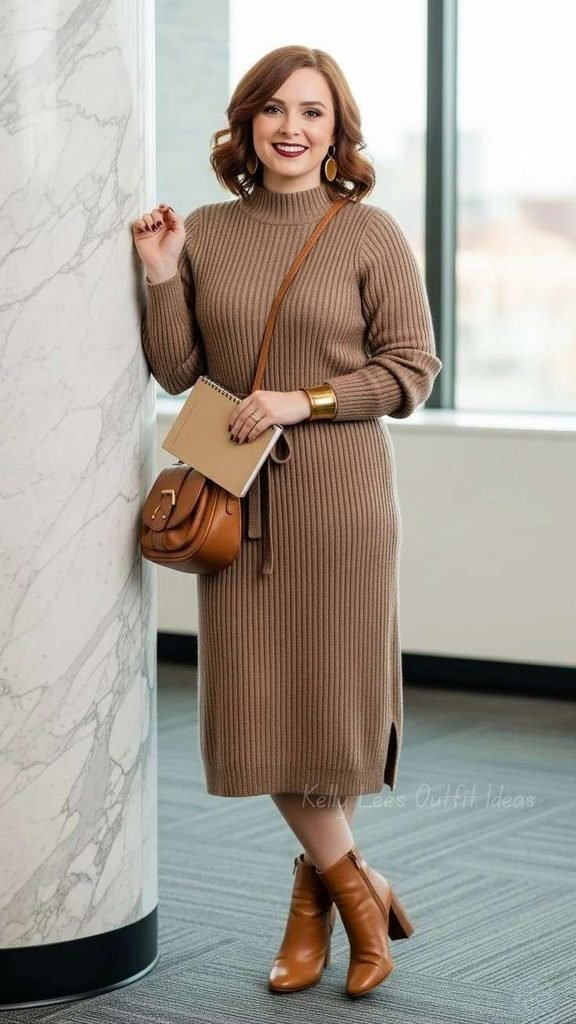 15 Fall Outfits With Boots That Make Every Autumn Look Feel Stylish 2 Sweater Dress With Ankle Boots