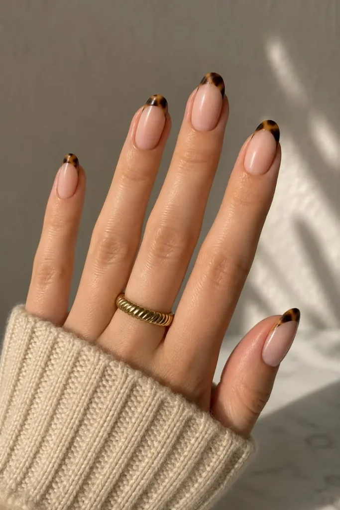 16 Fall Nails French Tip Ideas That Give A Classic Manicure A Cozy Autumn Twist 10 Tortoiseshell French Tip Nails