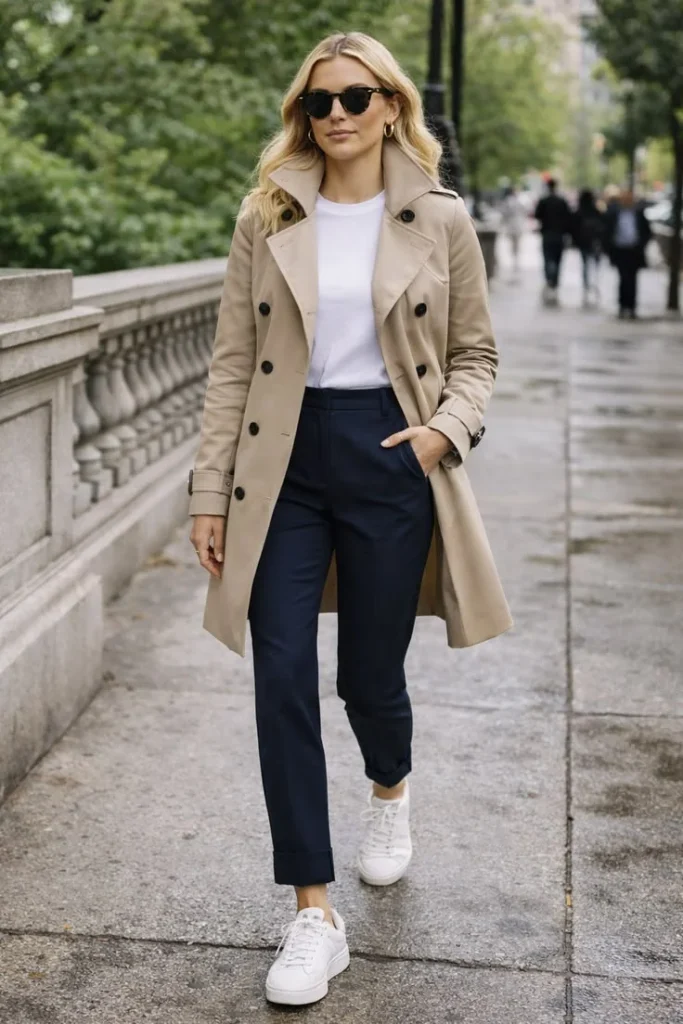 16 Classy Fall Outfits That Make Everyday Dressing Feel Effortless 14 Trench Coat With a Casual Outfit