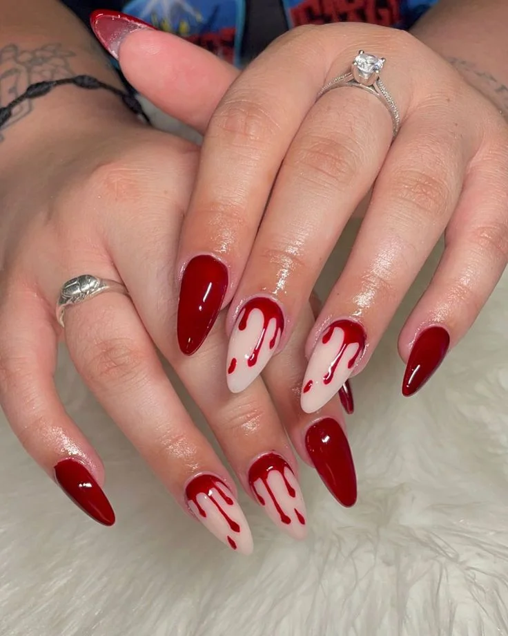 14 Fall Halloween Nails Ideas That Mix Spooky Charm With Cozy Autumn Style 9 Vampire Red Halloween Nails