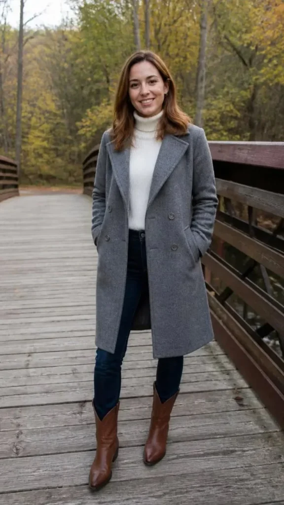 15 Fall Outfits With Boots That Make Every Autumn Look Feel Stylish 16 Wool Coat With Leather Boots