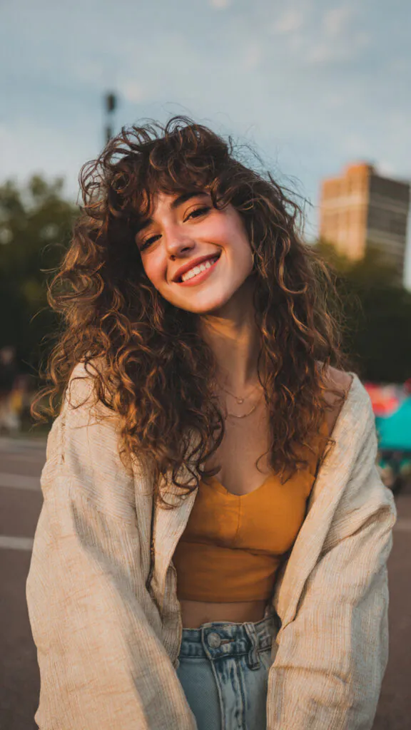 14 Stunning Ways to Rock Curtain Bangs on Curly Hair 51 Curtain Bangs on Curly Hair