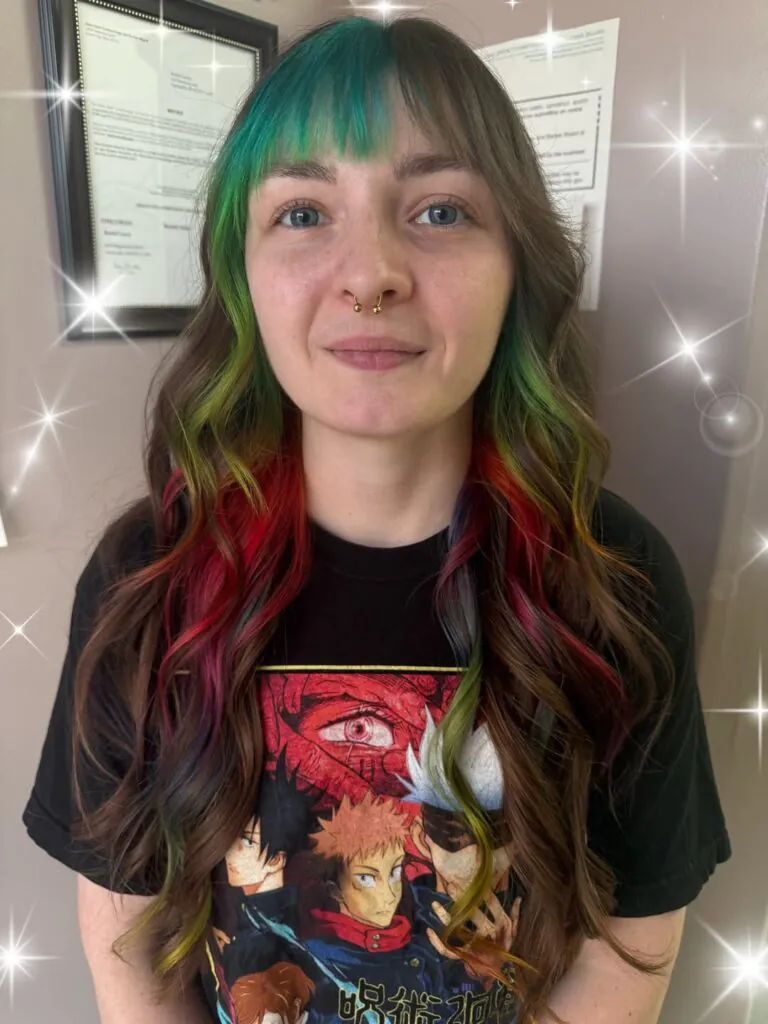 13 Edgy Hair Color Ideas That Instantly Upgrade Your Look (No Boring Hair Allowed) 14 Rainbow Peekaboo Hair