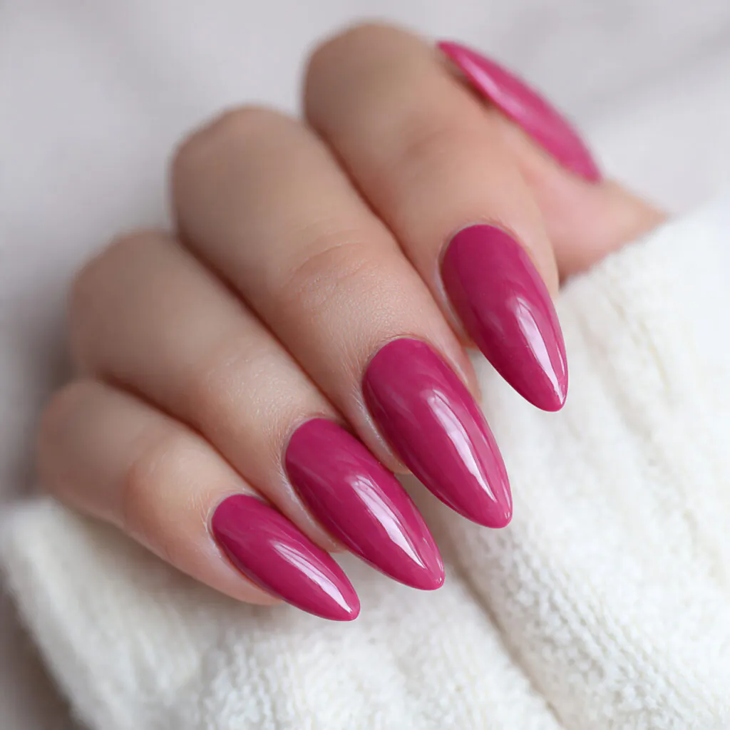 13 Pink Almond Nails That Are Cute, Classy, and Seriously Hard to Stop Staring At 13 dark pink almond nails