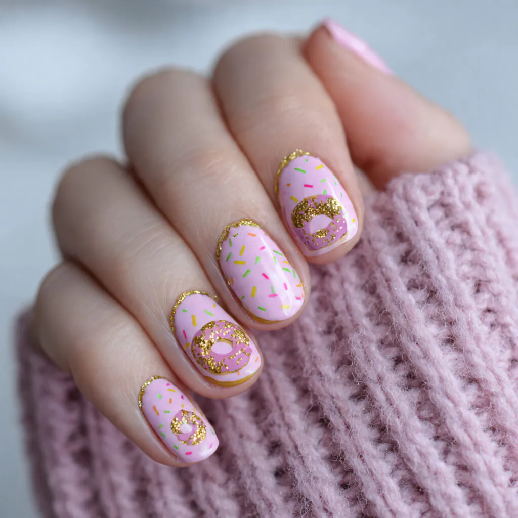 12 Short Gel Nails That Are Cute, Classy, and Basically Impossible to Ignore 6 glazed donut gel nails