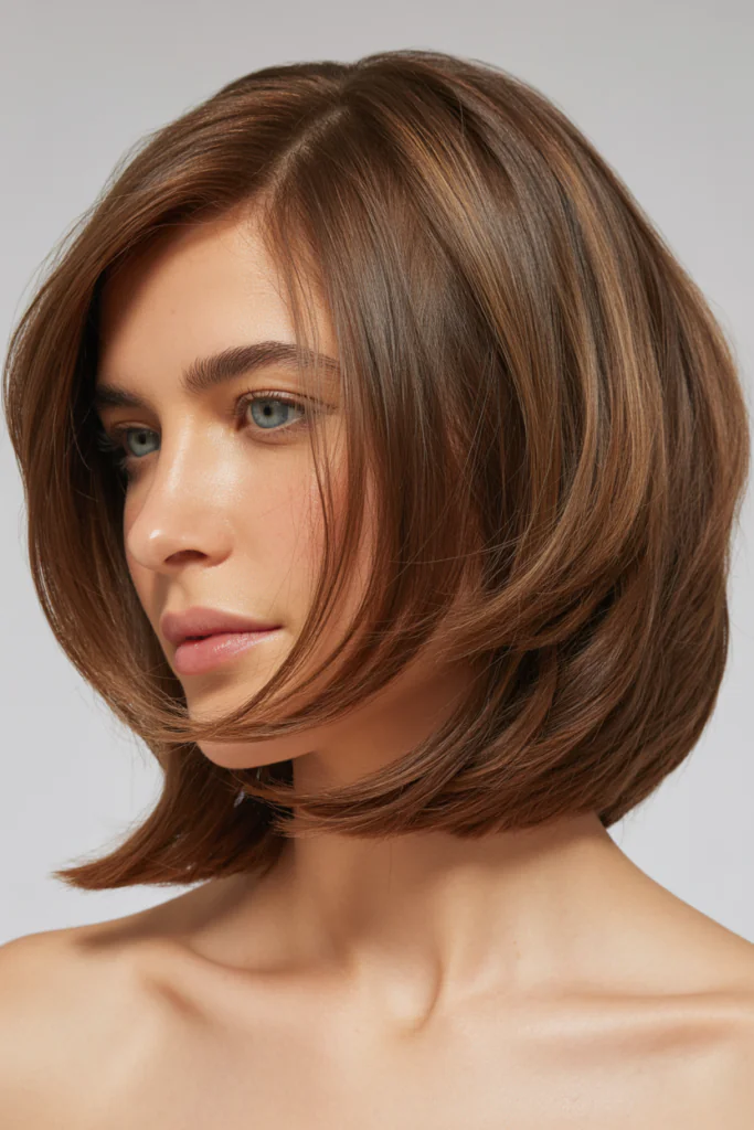 18 Short Haircuts for Round Faces Ideas That Instantly Slim, Lift, and Serve Main Character Energy 12 Collarbone Lob with Face Framing Layers