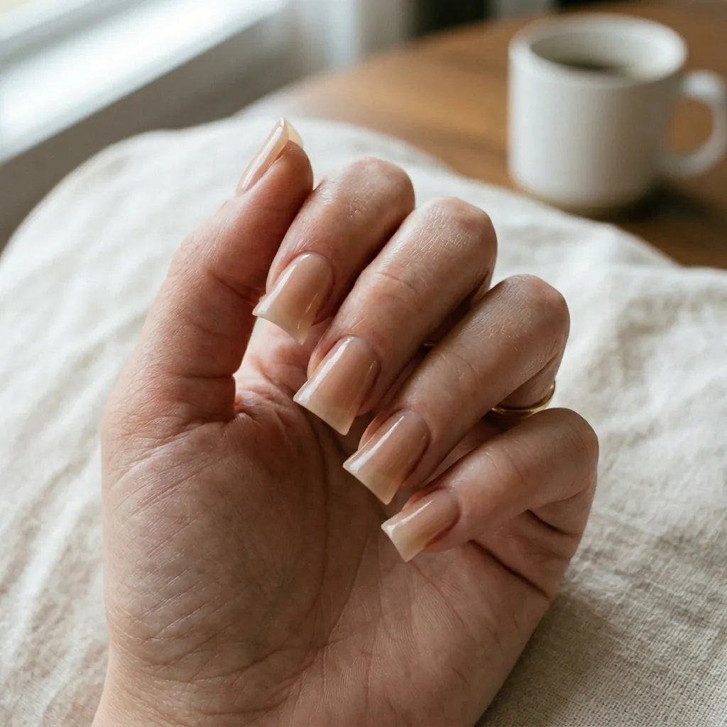 17 Short Duck Nail Ideas That'll Make You Ditch Your Old Nail Look Forever 9 Barely There Nude Duck Nails