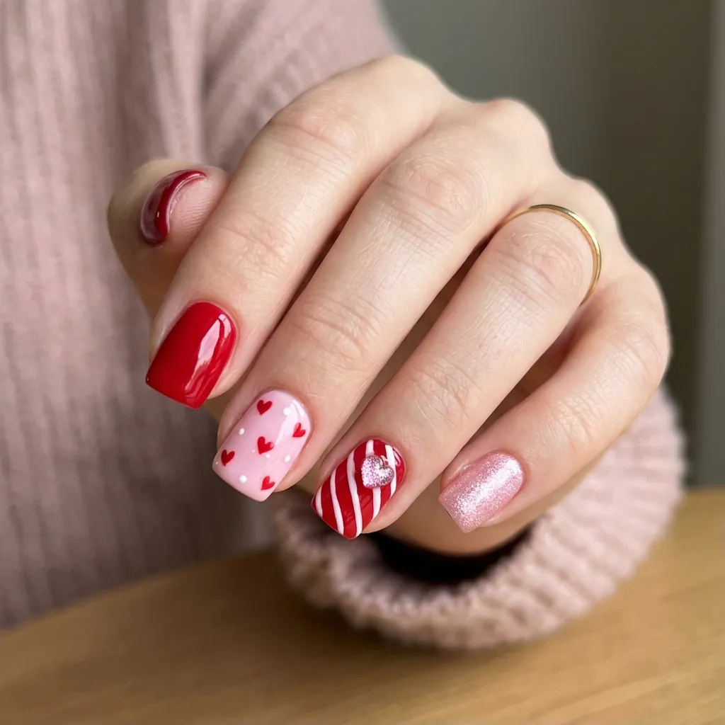 17 Short Duck Nail Ideas That'll Make You Ditch Your Old Nail Look Forever 16 Pink and Red Valentines