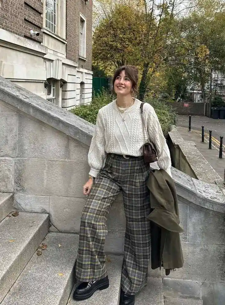 From Crisp Days to Cold Nights: 14 Fall Winter Outfits That Make Layering Look Easy 12 Plaid Wool Trousers With a Padded Jacket